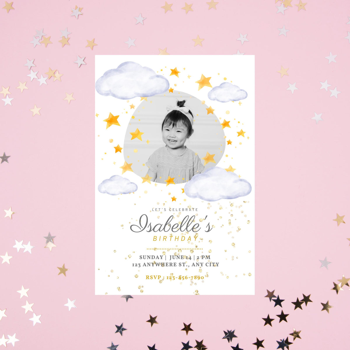 Under the Stars Birthday Invitation, Editable Digital Invite for Kids