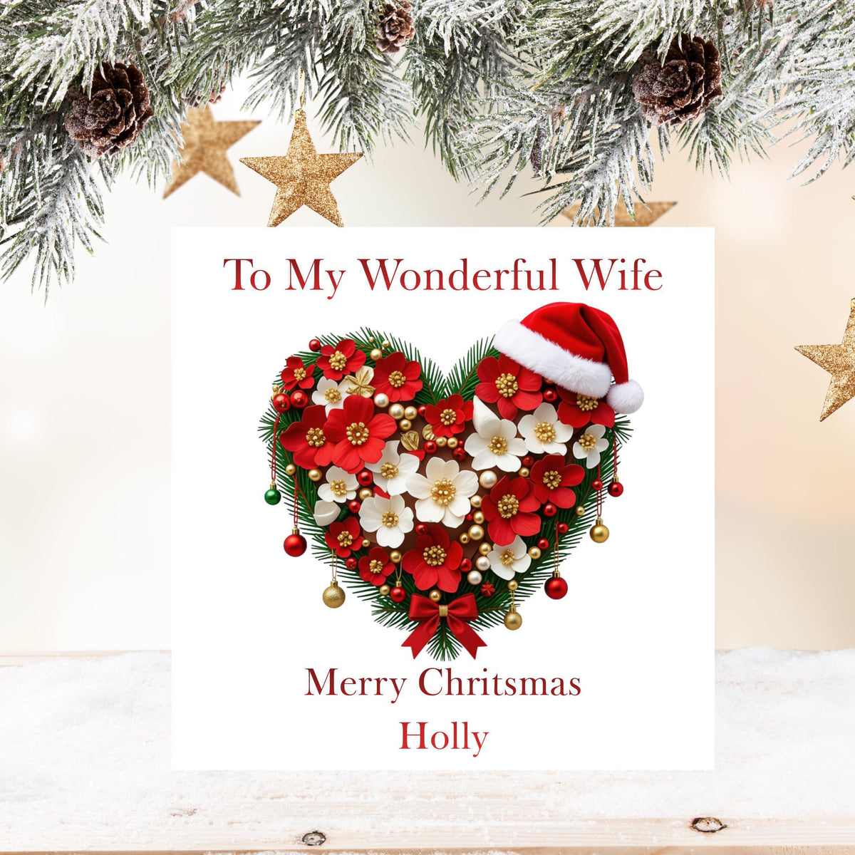 Christmas Card, Personalised Husband or Wife with Foil Finish