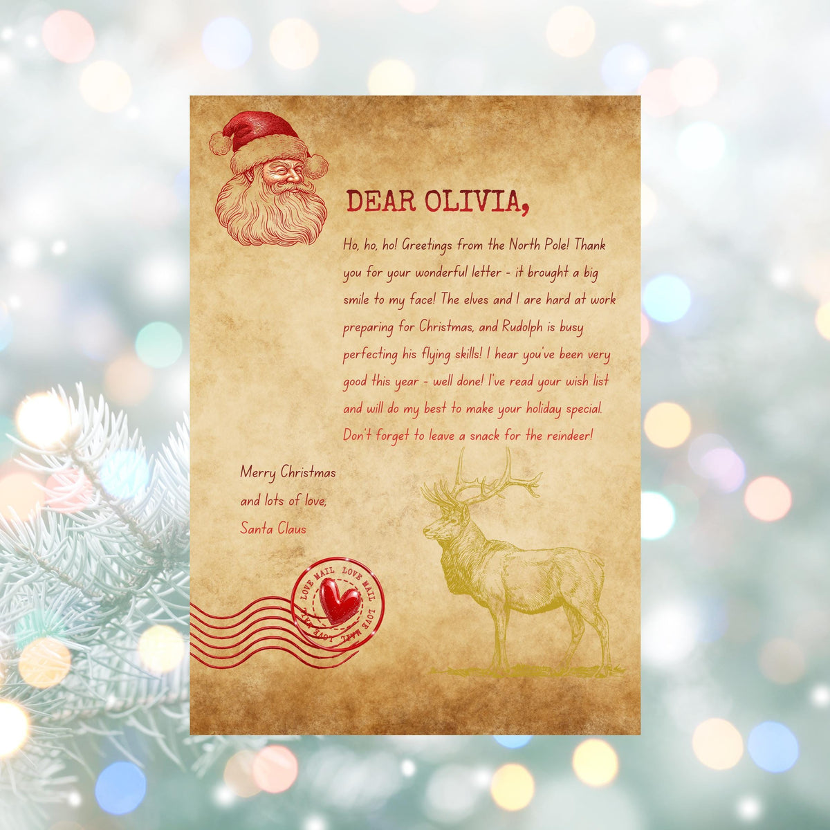 Personalised Letter from Santa Foil Finish A4 size