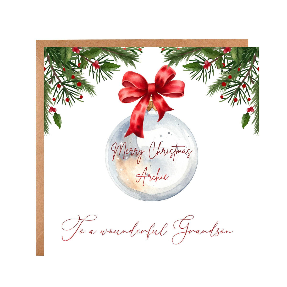 Custom Foil Card, Personalized Christmas Design with Colour Selection, Made To Order