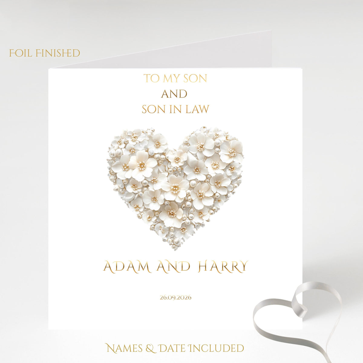Personalized Wedding Card for Son and Son-in-Law, Custom Names and Date