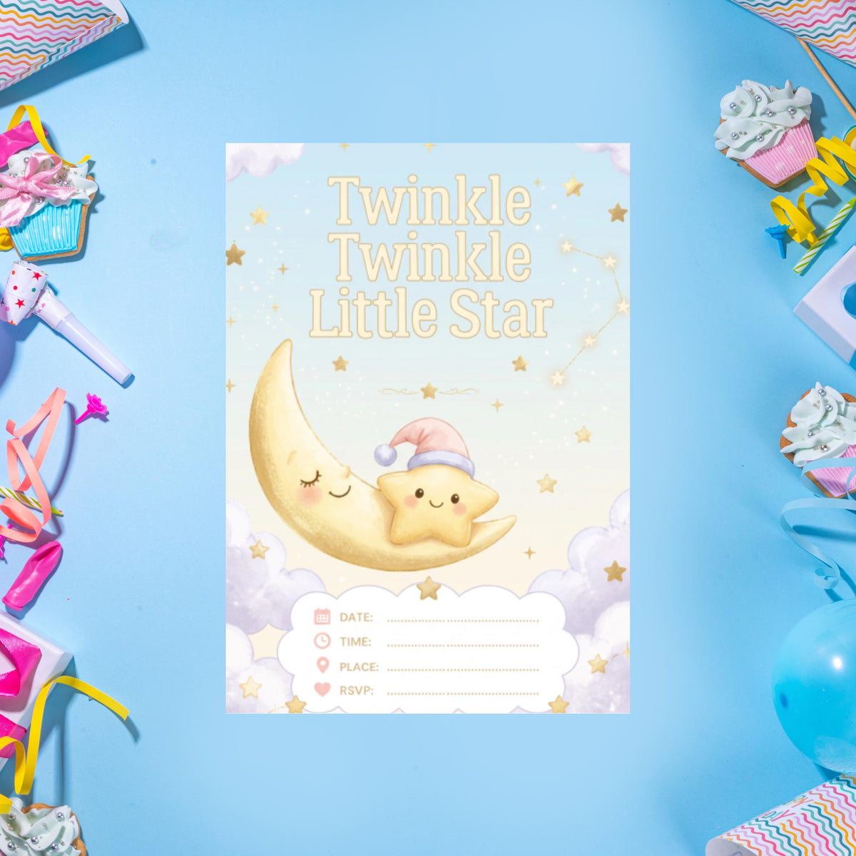 Twinkle Little Star Editable Invitation Template for Whimsical Events