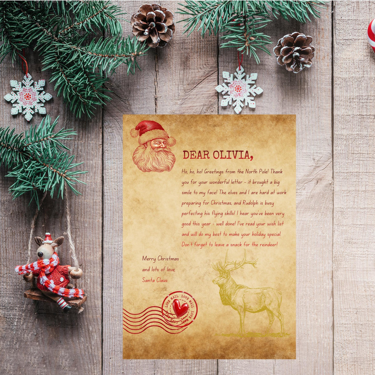 Personalised Letter from Santa Foil Finish A4 size
