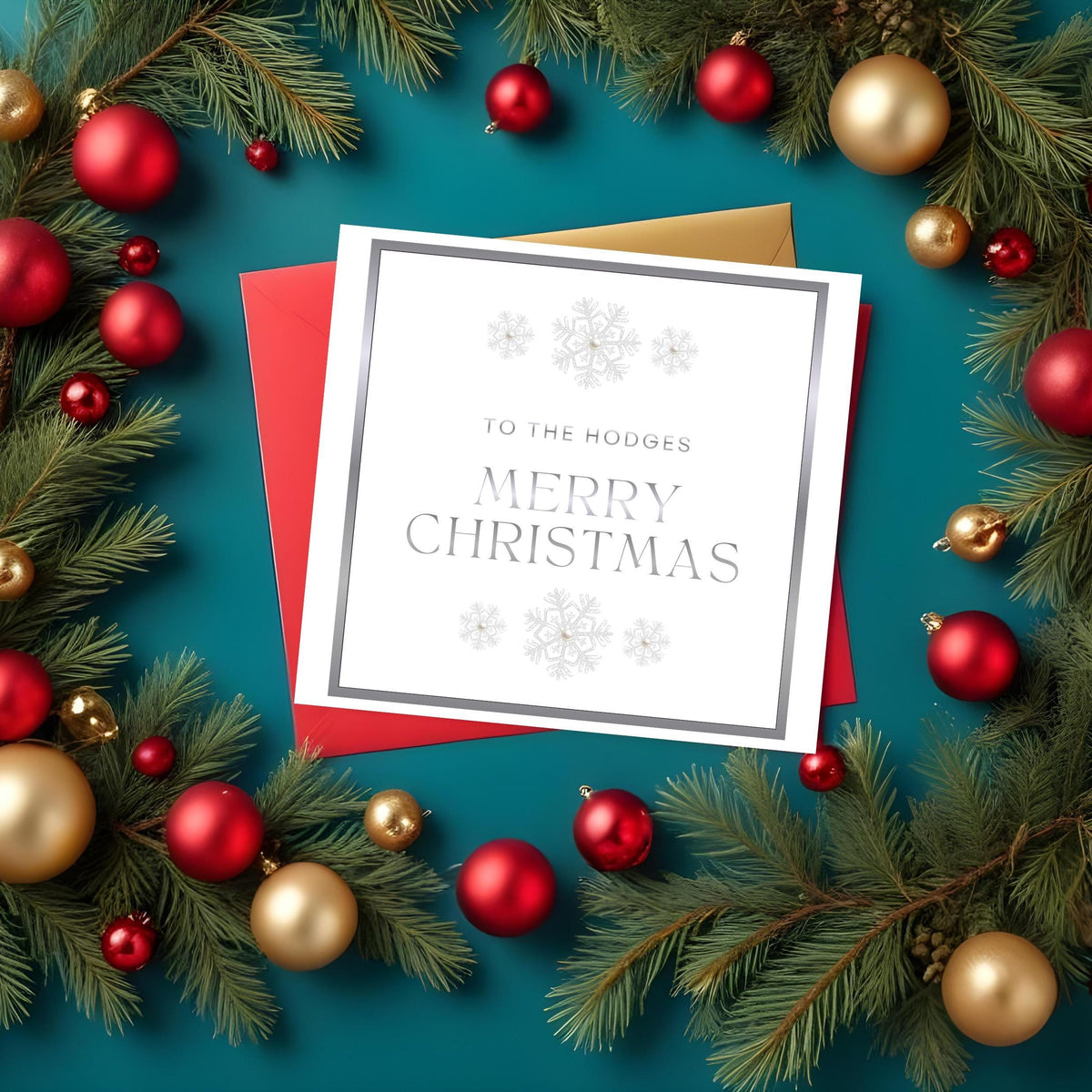 Custom Name Card, Personalized Christmas with Foil and Pearl Finish