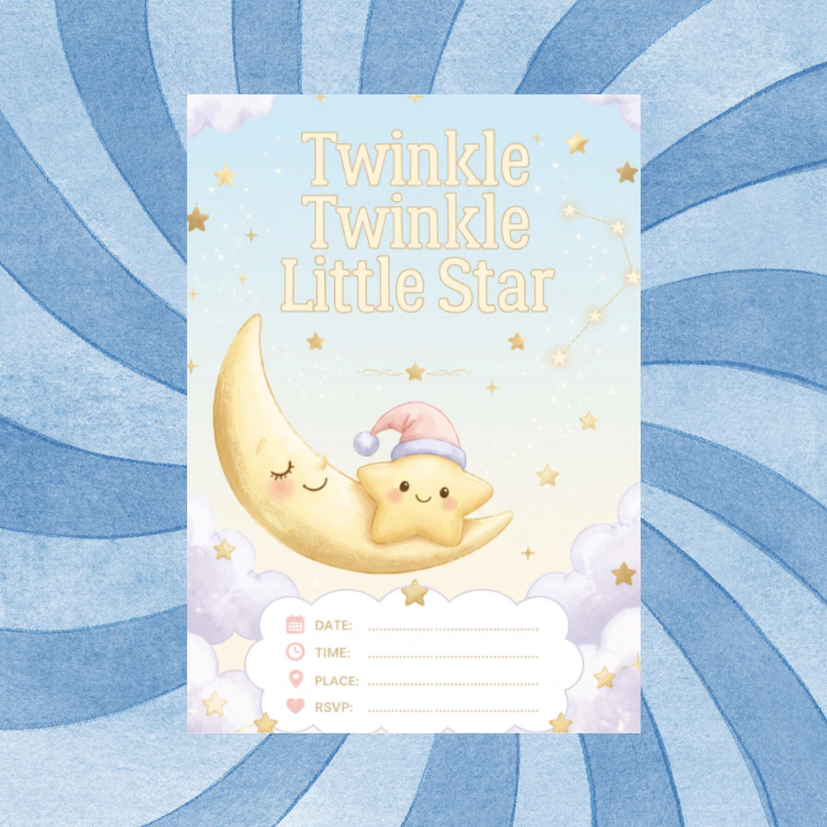 Twinkle Little Star Editable Invitation Template for Whimsical Events