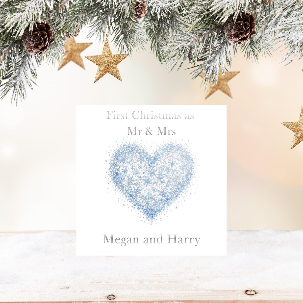 First Christmas Card, Personalised Mr And Mrs With Foiled Finish