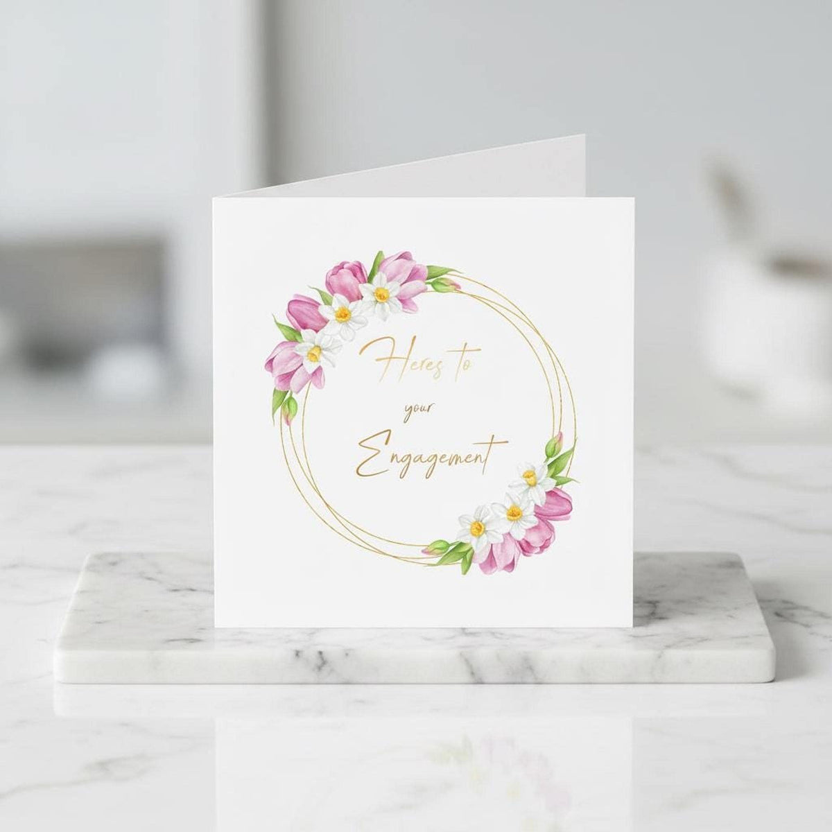 Engagement Card, Floral Watercolour Flower Design, Made To Order, For Celebrating Love