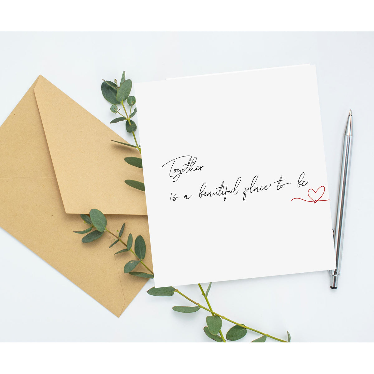 Engagement Card with Handwritten Love Message, Minimalist Modern Design