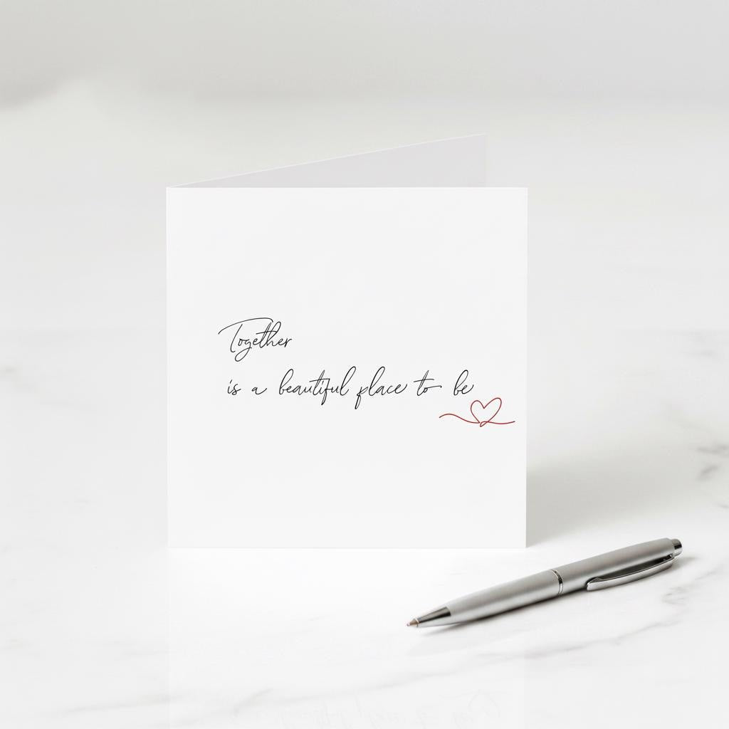 Engagement Card with Handwritten Love Message, Minimalist Modern Design