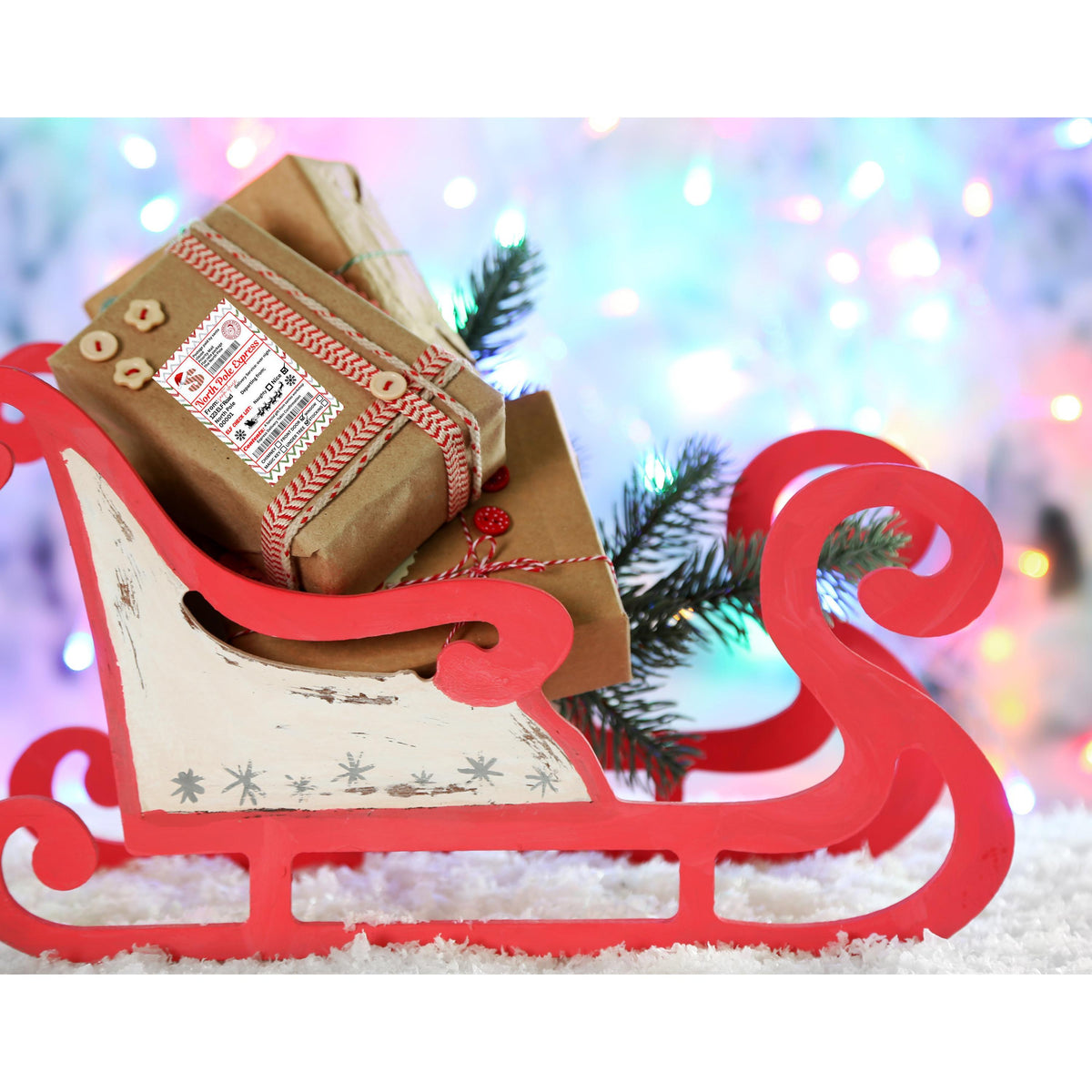 Gift Tag Stickers, Personalized Santa Design, 4 x 6 Inch Adhesive Labels