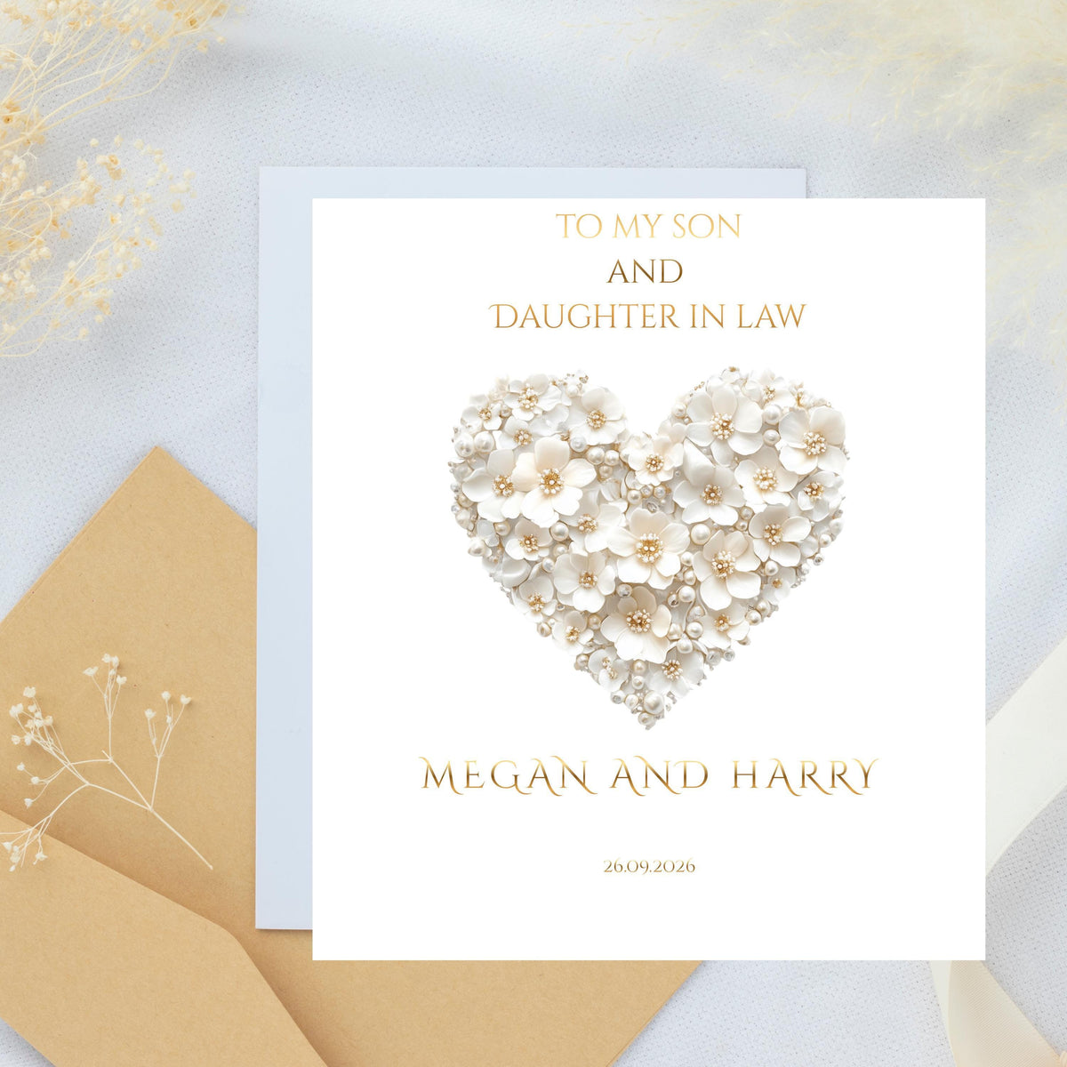 Personalized Card for Son and Daughter-in-Law, Custom Names with Foil Finish
