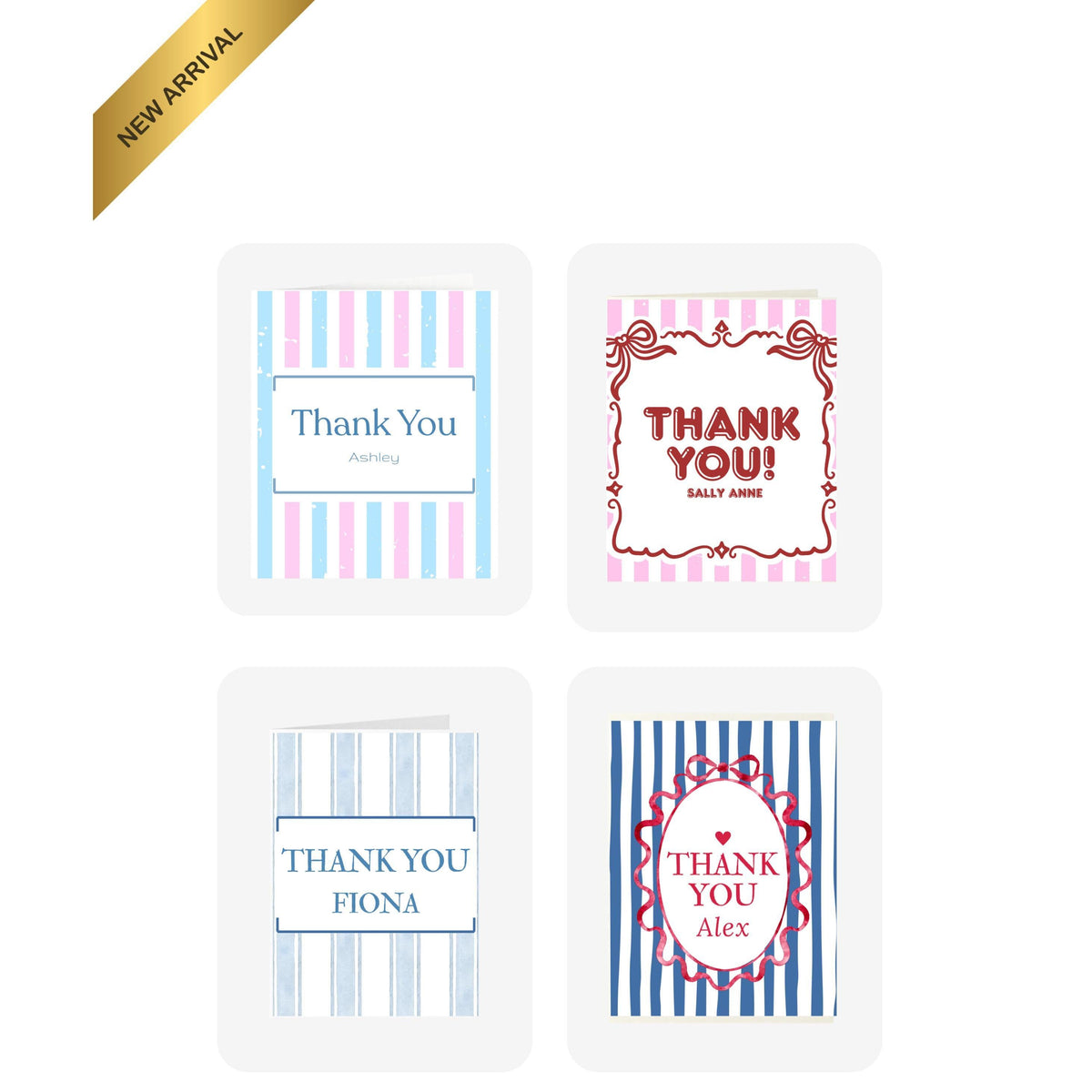 Thank You Cards Pack, Customizable Designs with Patterns