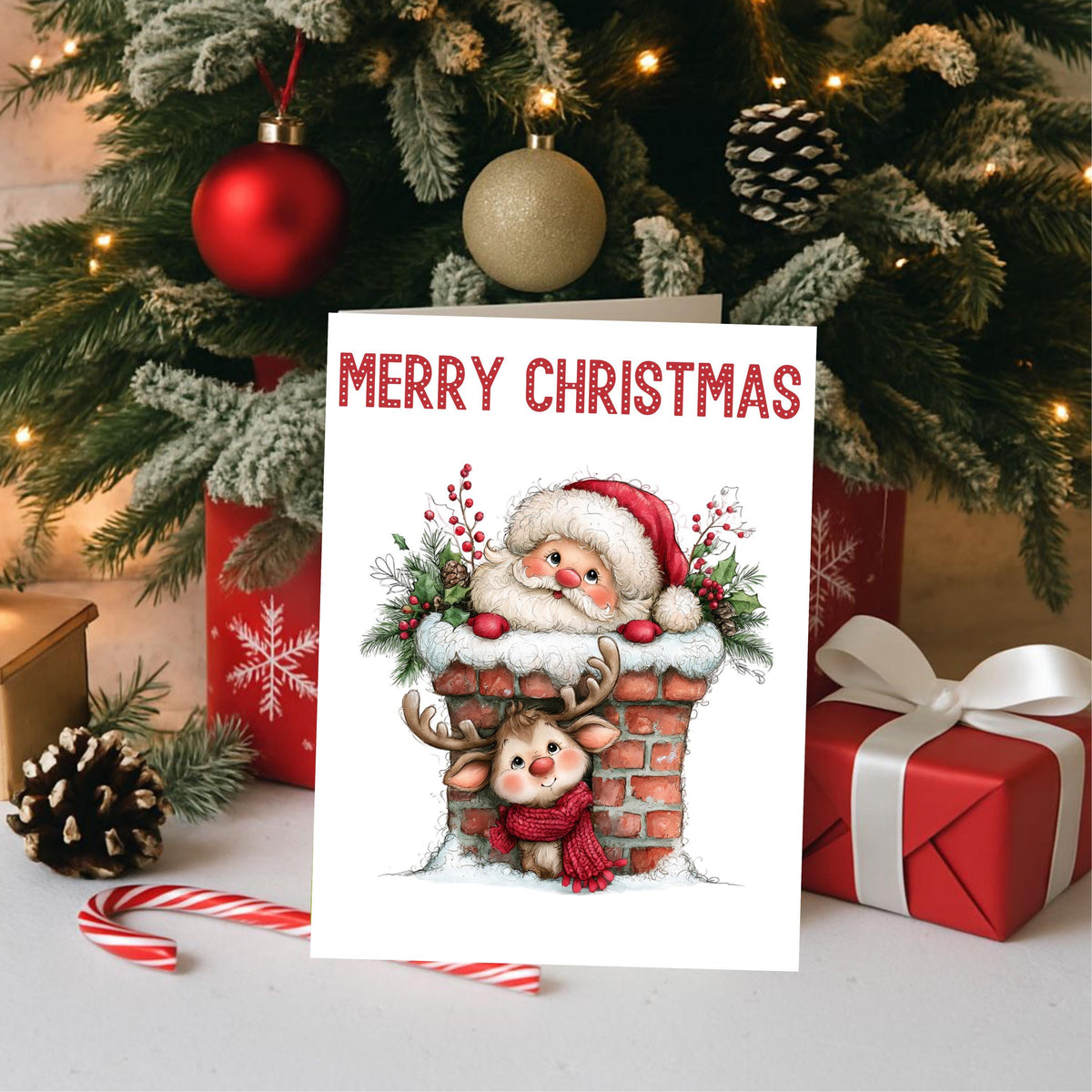 Christmas Card Set, Six Illustrated Holiday Designs with Matching Envelopes