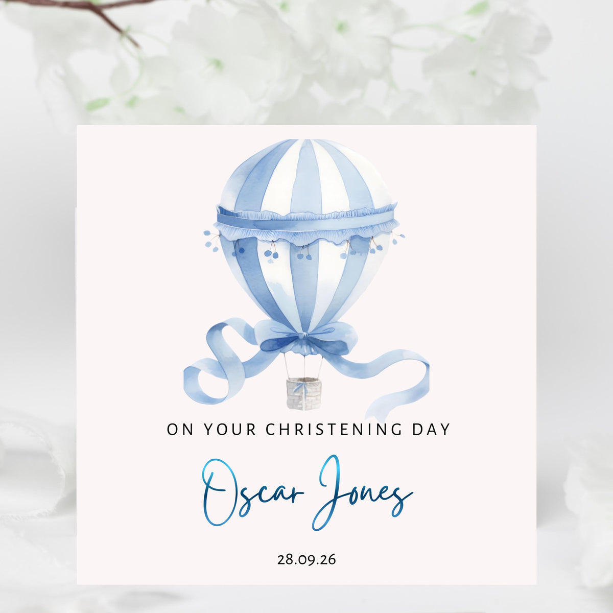 Personalised Boys Christening Card with Foil Finish and Custom Date