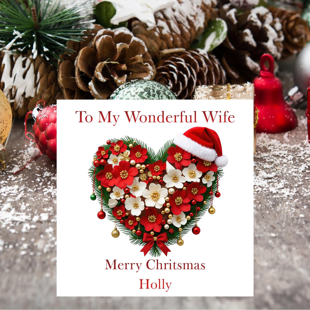Christmas Card, Personalised Husband or Wife with Foil Finish