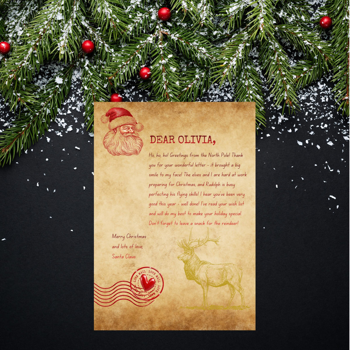 Personalised Letter from Santa Foil Finish A4 size
