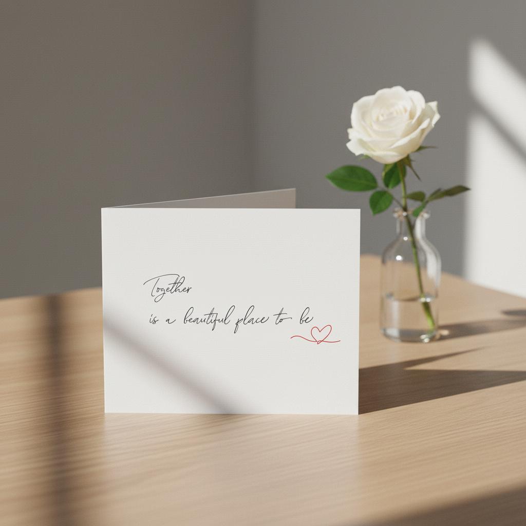 Engagement Card with Handwritten Love Message, Minimalist Modern Design