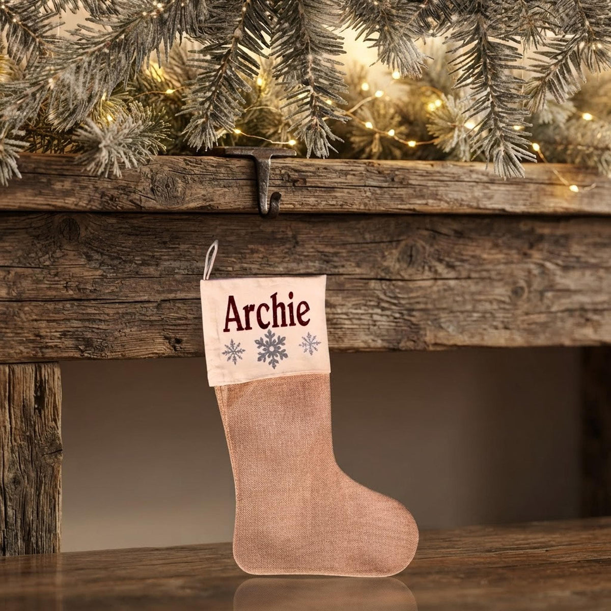 Custom Name Stocking, Glitter Finish, 6 x 15 Inches