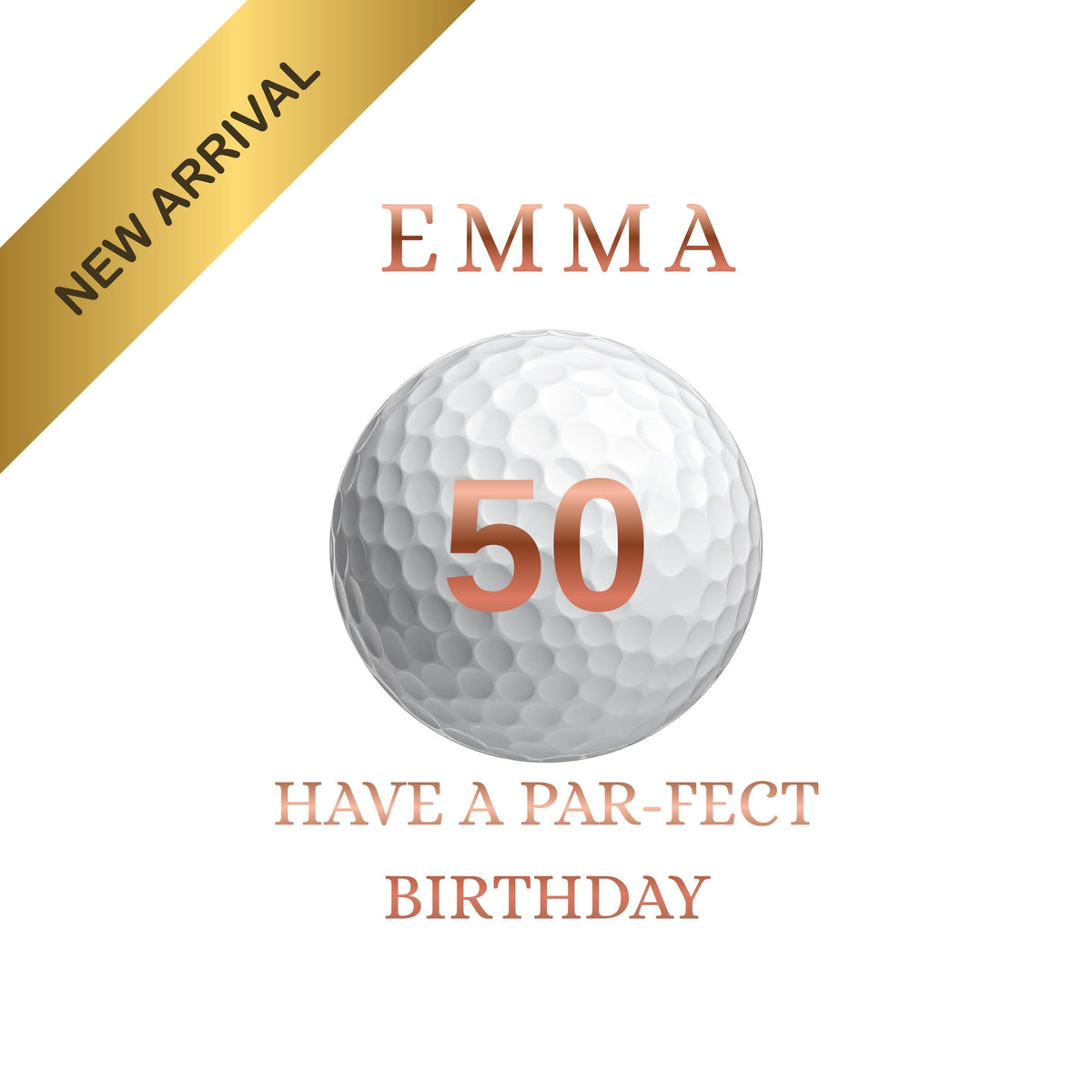 Golf Birthday Card, Custom Name with Foiled Finish