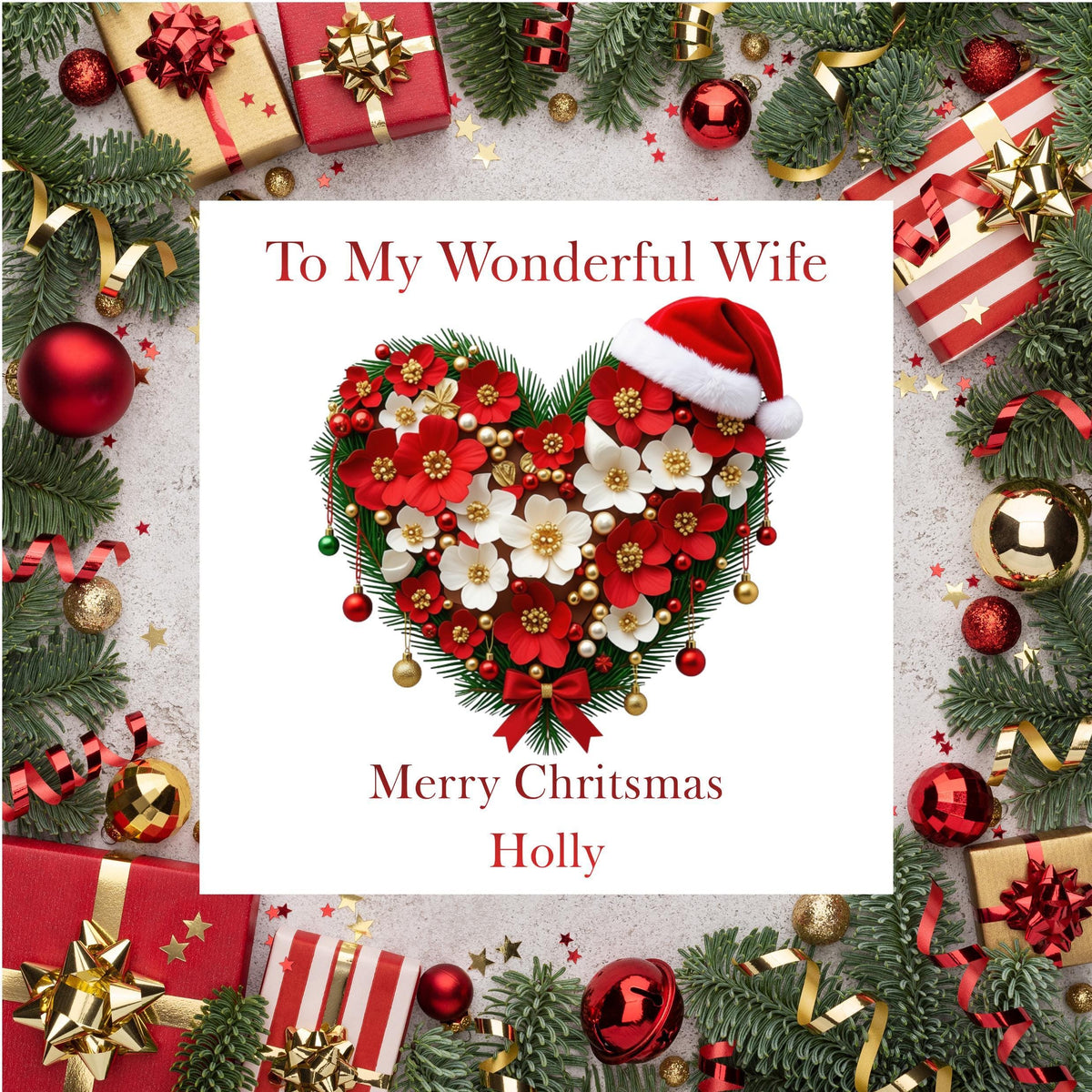 Christmas Card, Personalised Husband or Wife with Foil Finish
