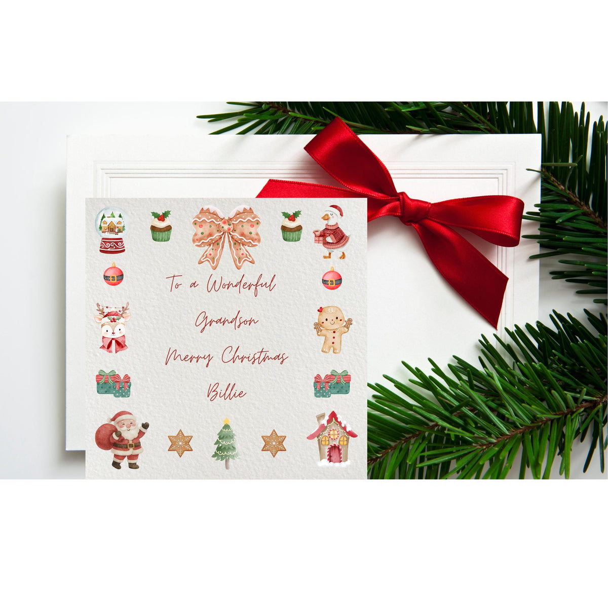 Personalised Hammered Cardstock Christmas Card, Name Festive Keepsake