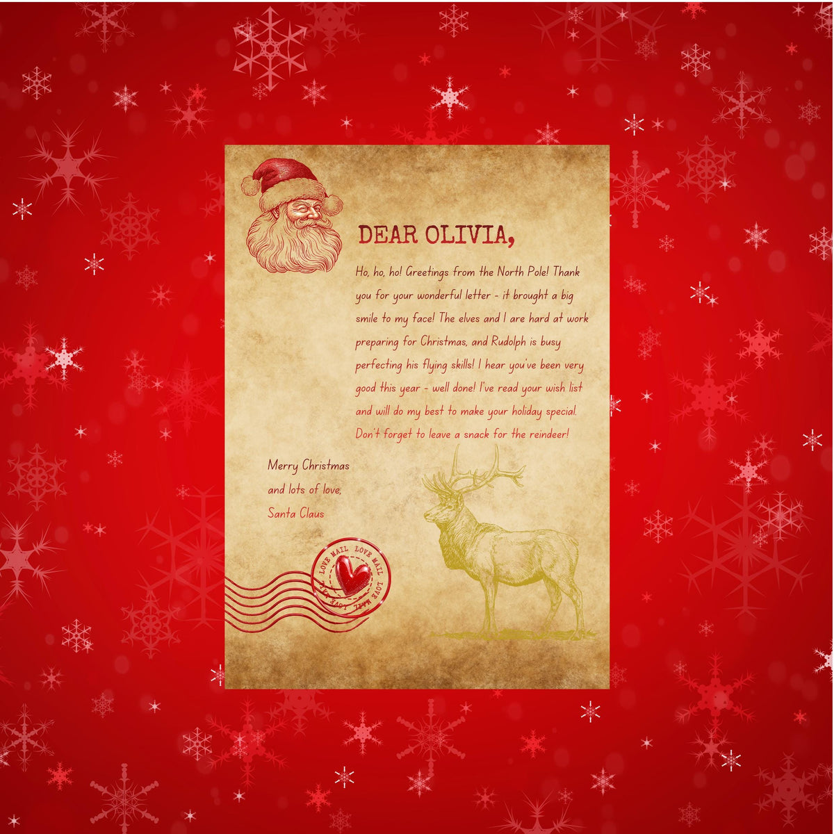 Personalised Letter from Santa Foil Finish A4 size