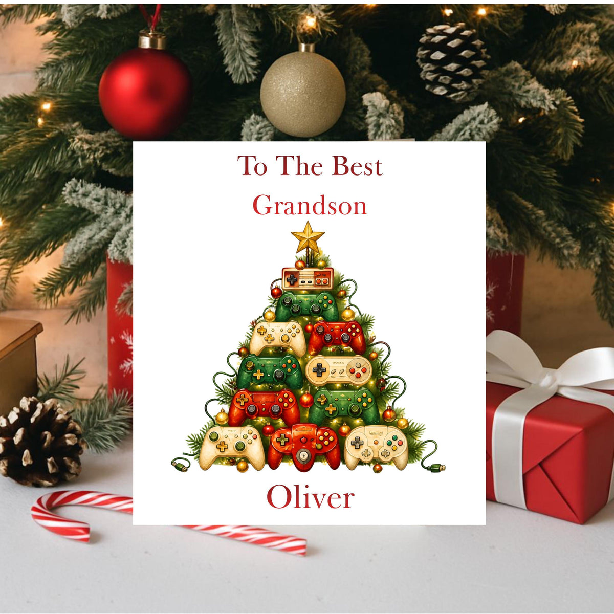 Custom Gamer Card, Personalized Christmas with Foiled Finish