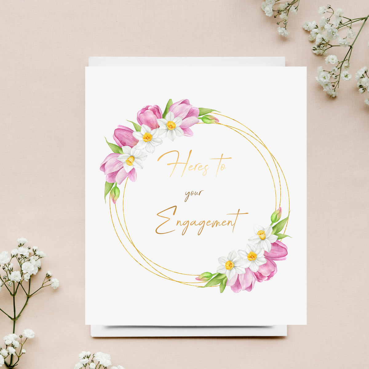 Engagement Card, Floral Watercolour Flower Design, Made To Order, For Celebrating Love