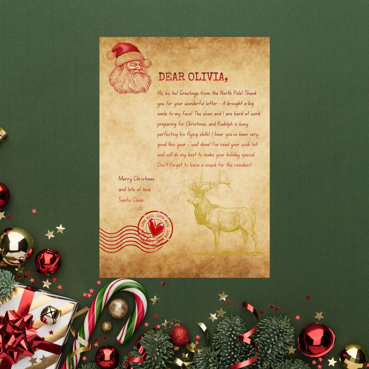 Personalised Letter from Santa Foil Finish A4 size