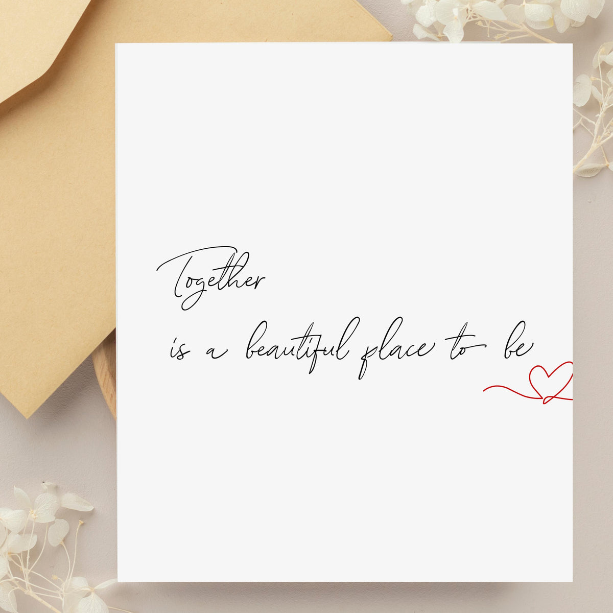 Engagement Card with Handwritten Love Message, Minimalist Modern Design