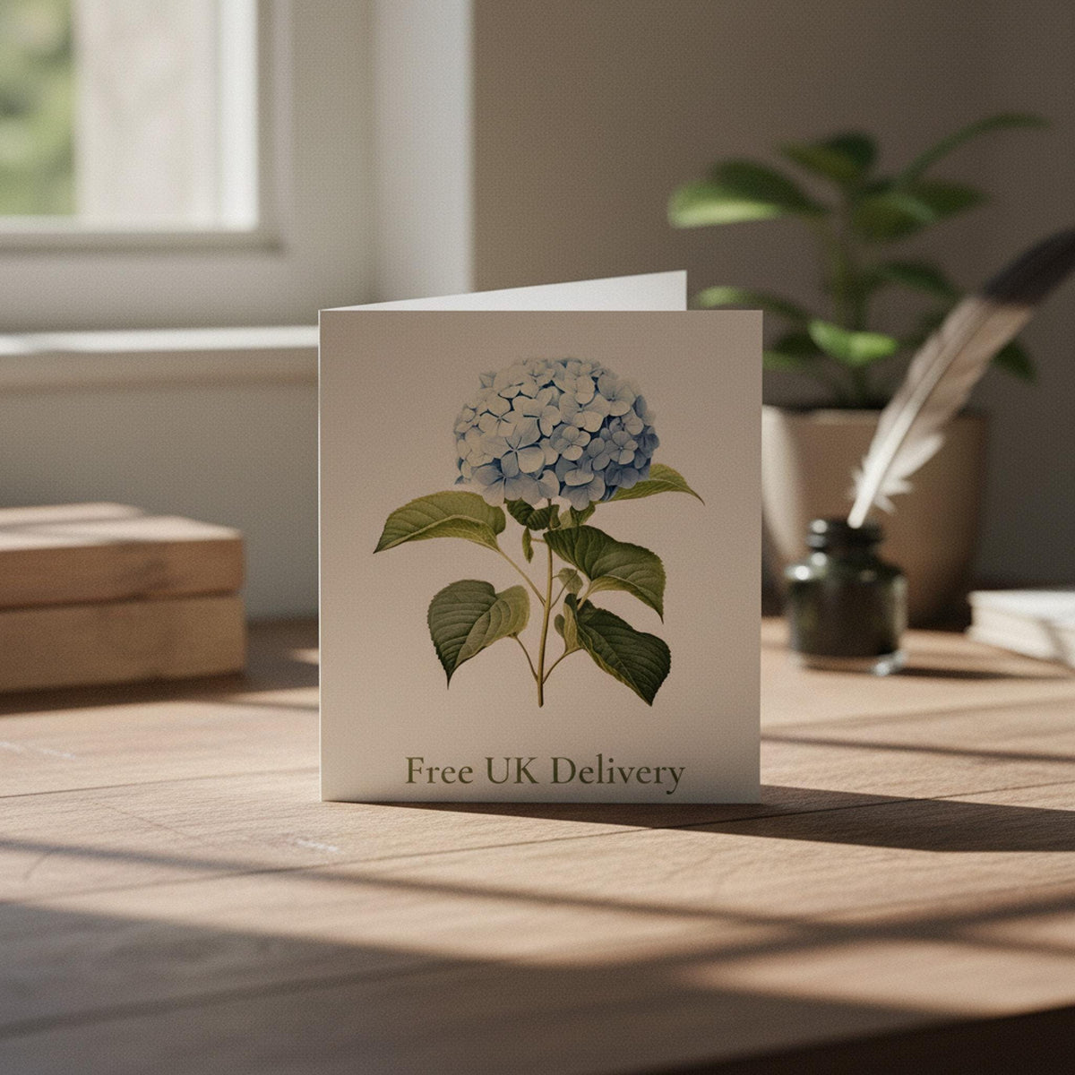 Flower Card Bundle, English Watercolour Stationery Set, Blue Hydrangea