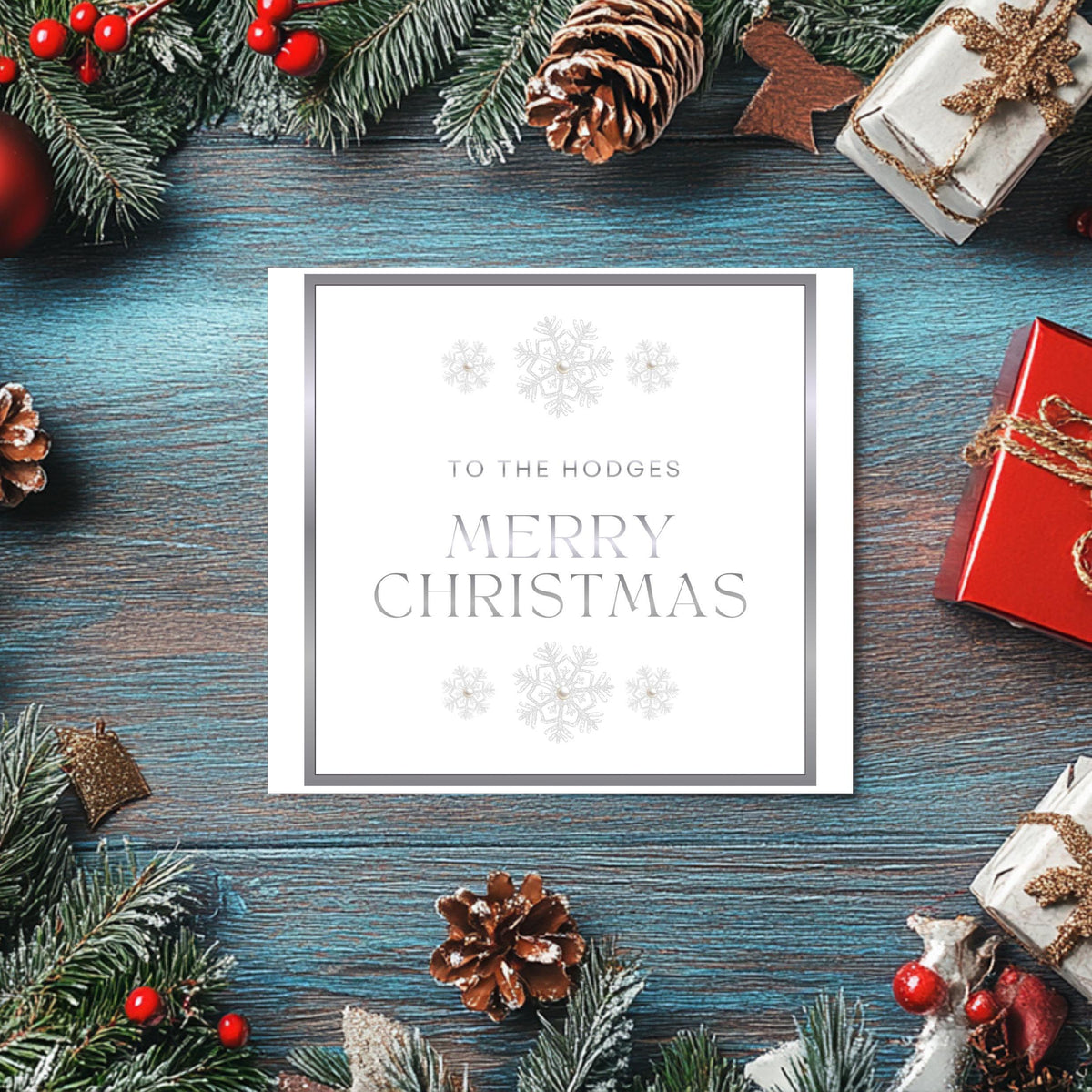 Custom Name Card, Personalized Christmas with Foil and Pearl Finish