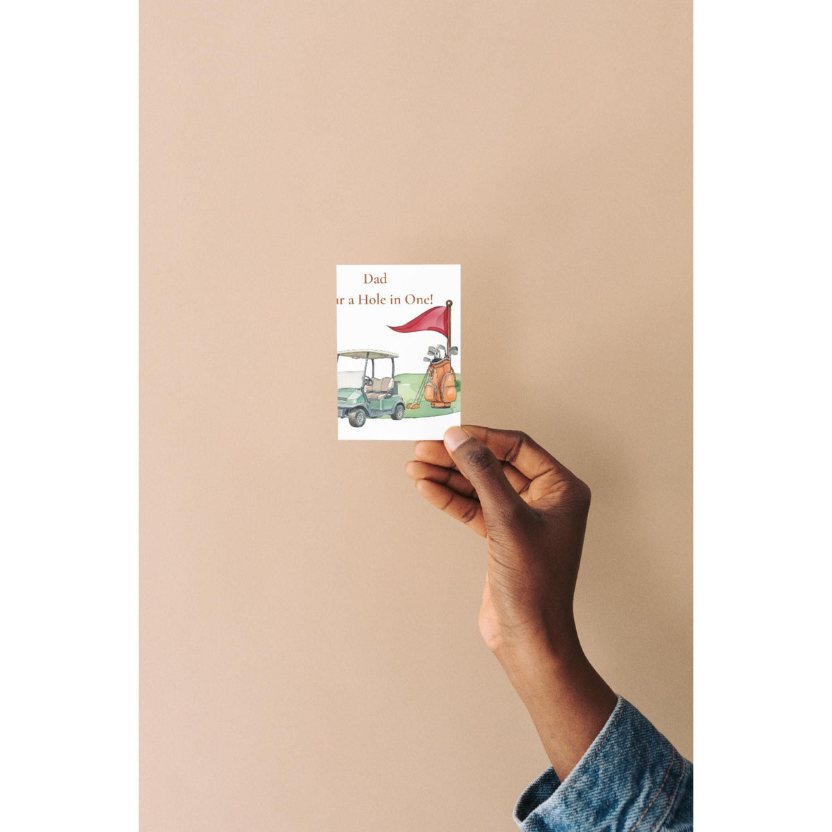 Humorous Golf Cart Dad Birthday Card, 6x6 Inches with Hole in One Message