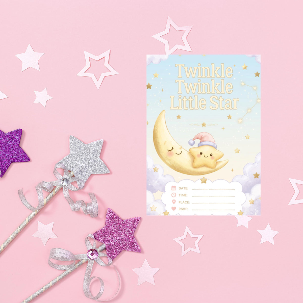 Twinkle Little Star Editable Invitation Template for Whimsical Events