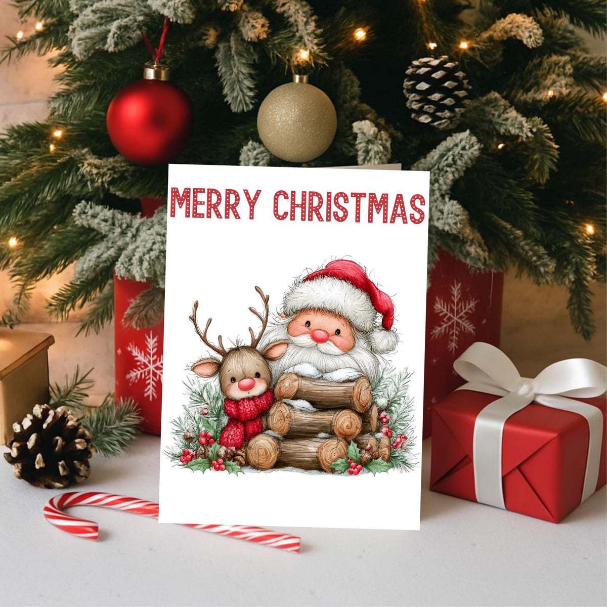Christmas Card Set, Six Illustrated Holiday Designs with Matching Envelopes