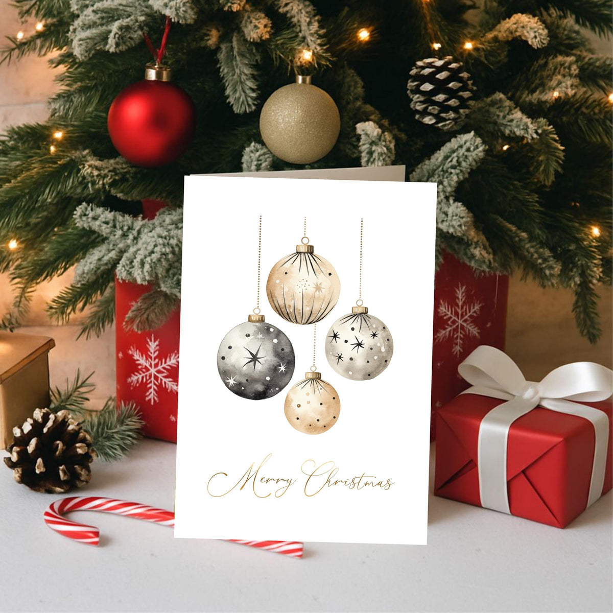 Foil Card Bundle, Six Paper Pieces with Scandinavian Evergreen Design
