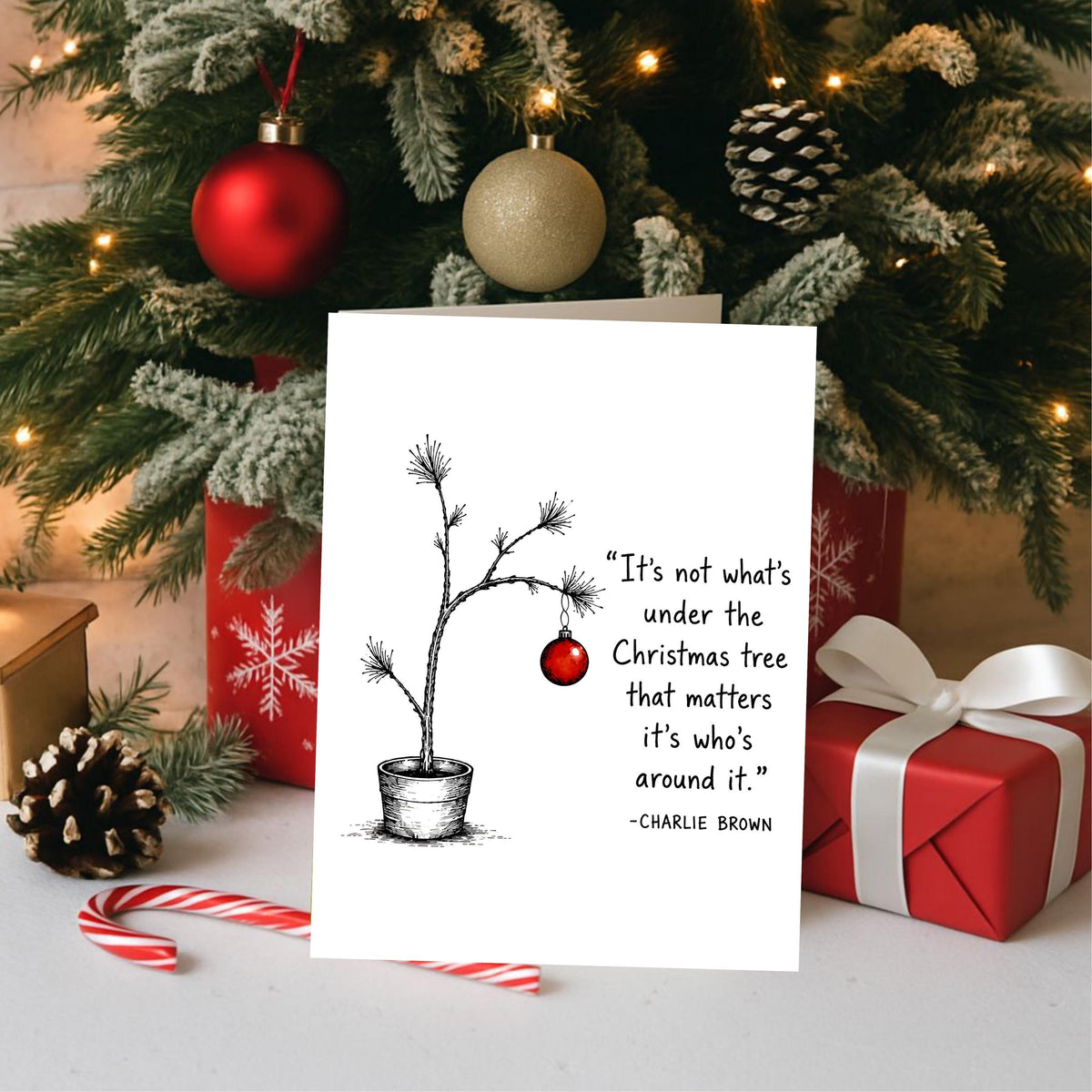 Four Card Bundle, 5x7 Minimal Christmas Greeting With Book Quote