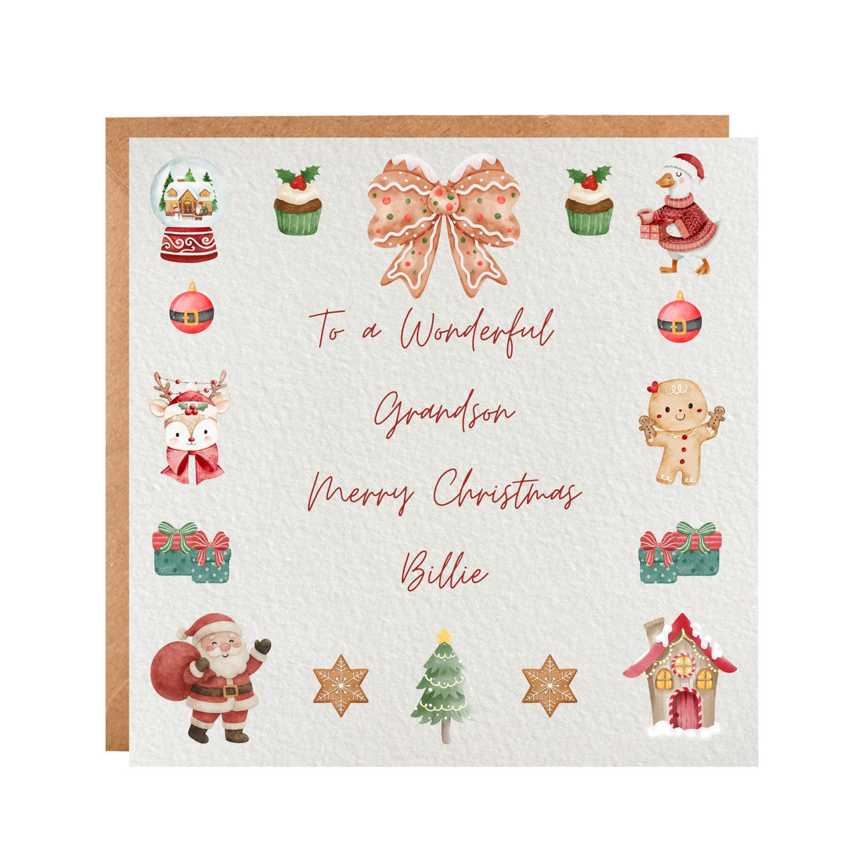 Personalised Hammered Cardstock Christmas Card, Name Festive Keepsake