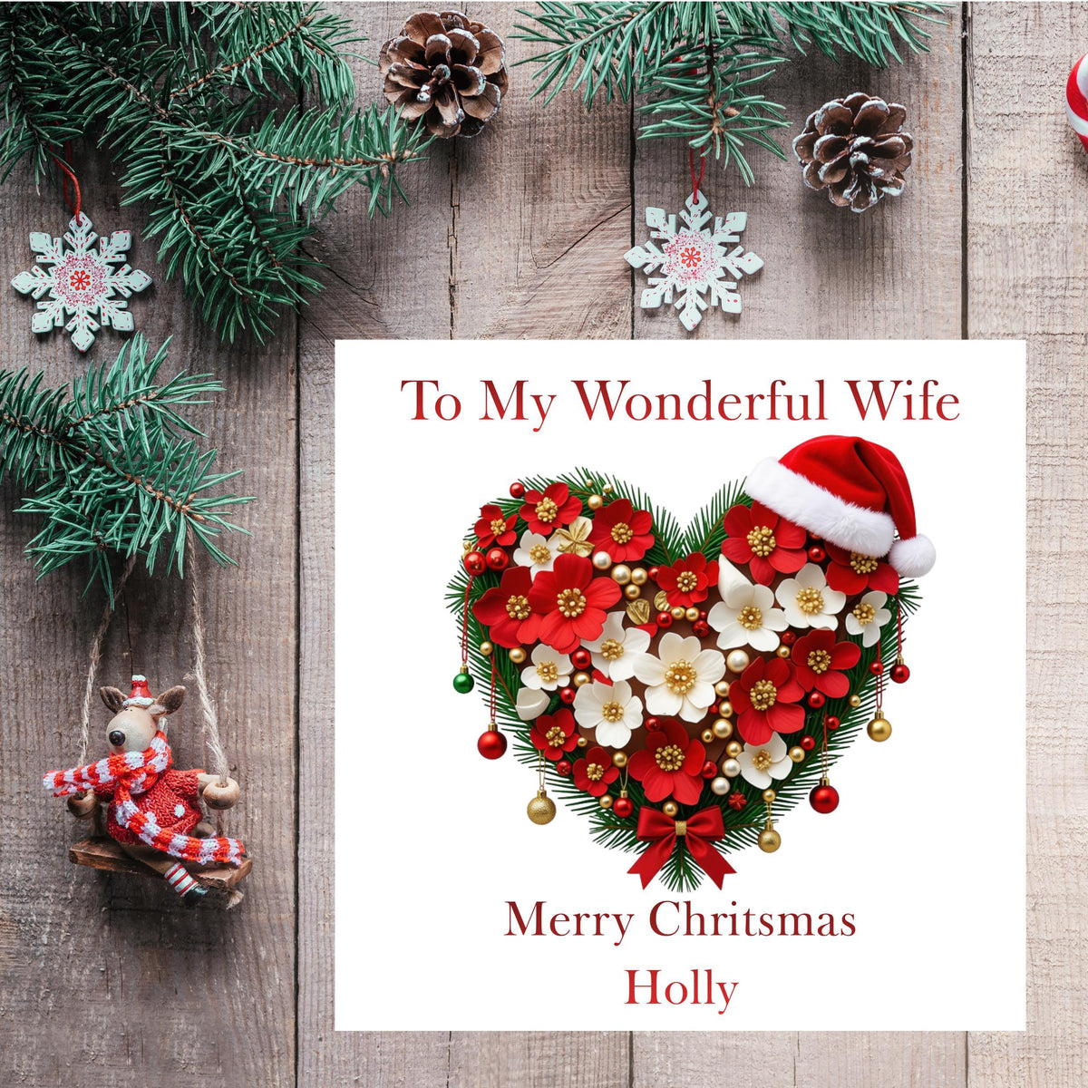 Christmas Card, Personalised Husband or Wife with Foil Finish