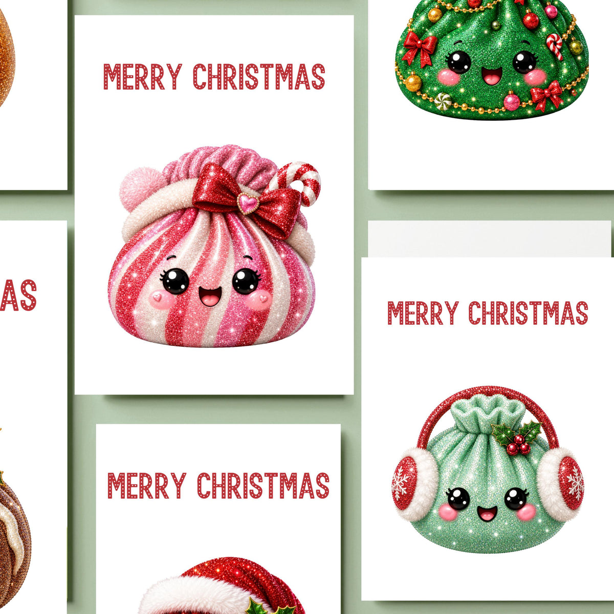 Tiny Christmas Cards, Set Of 6 With Matching Envelopes, Blank Inside