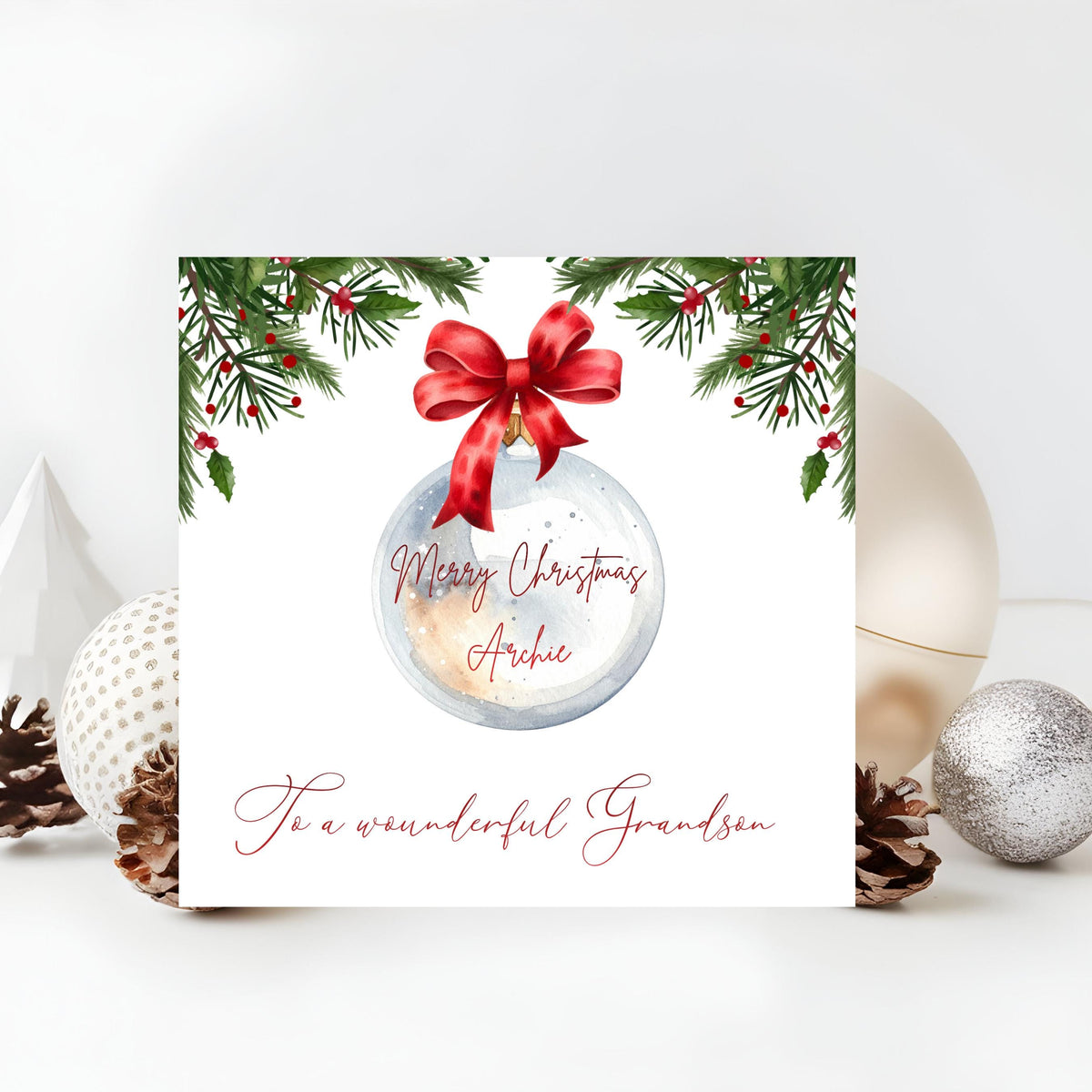 Custom Foil Card, Personalized Christmas Design with Colour Selection, Made To Order