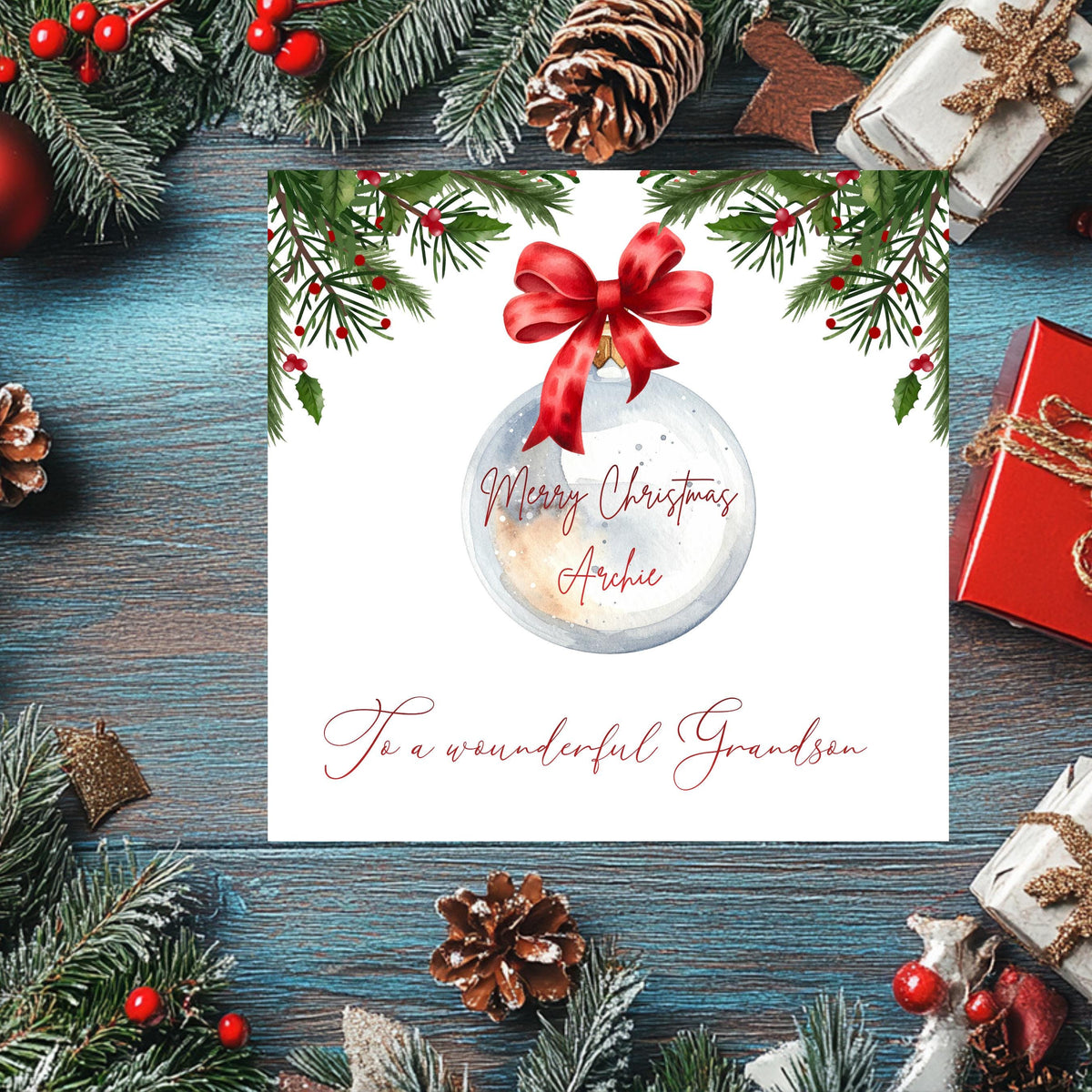 Custom Foil Card, Personalized Christmas Design with Colour Selection, Made To Order