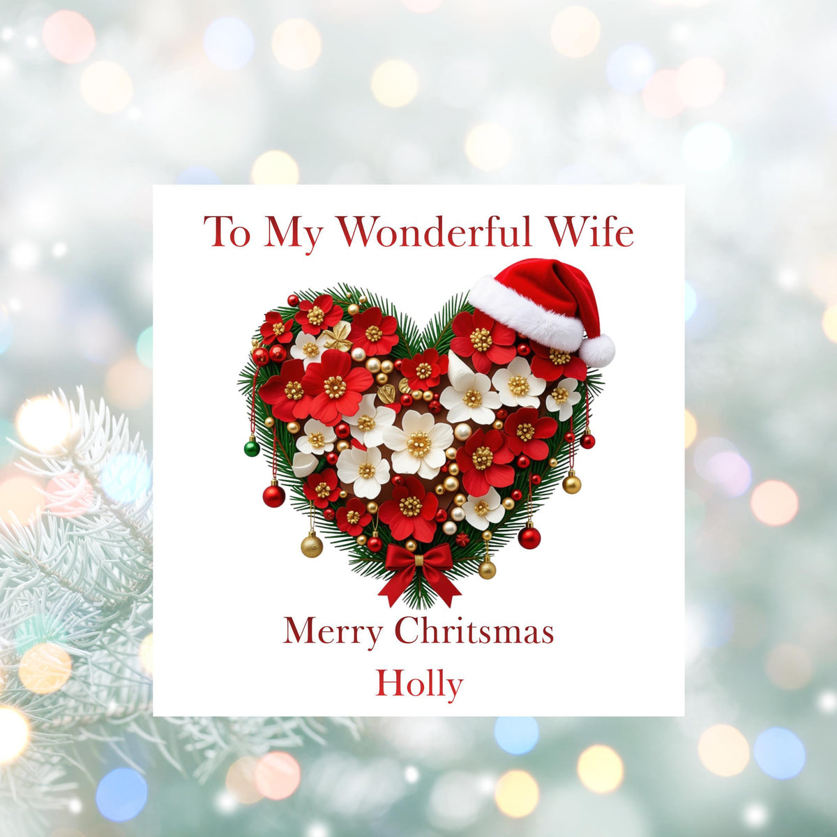 Christmas Card, Personalised Husband or Wife with Foil Finish