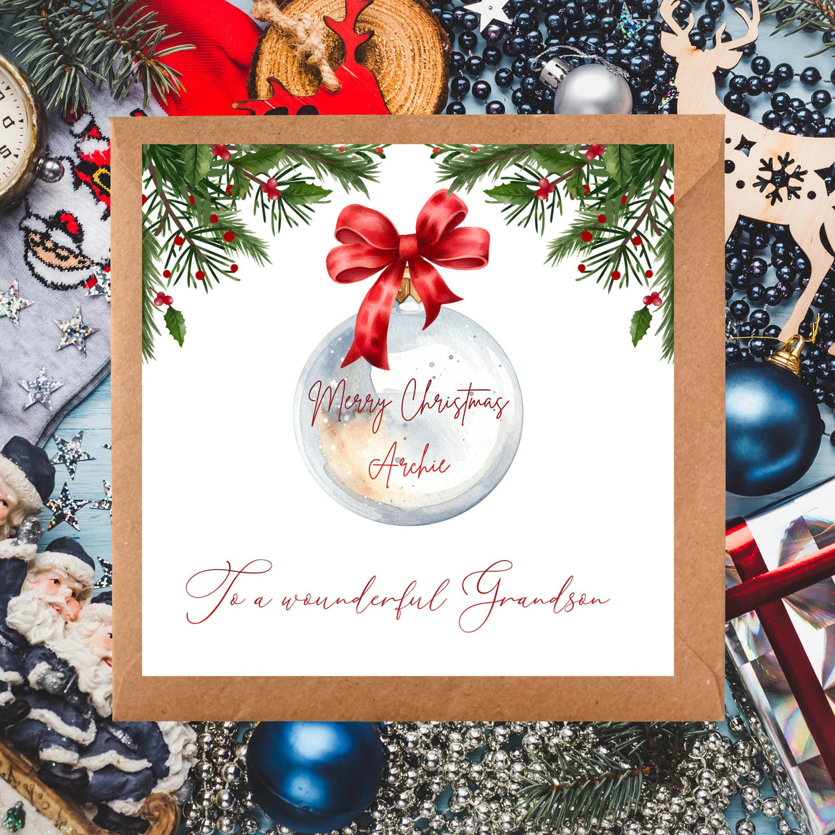 Custom Foil Card, Personalized Christmas Design with Colour Selection, Made To Order