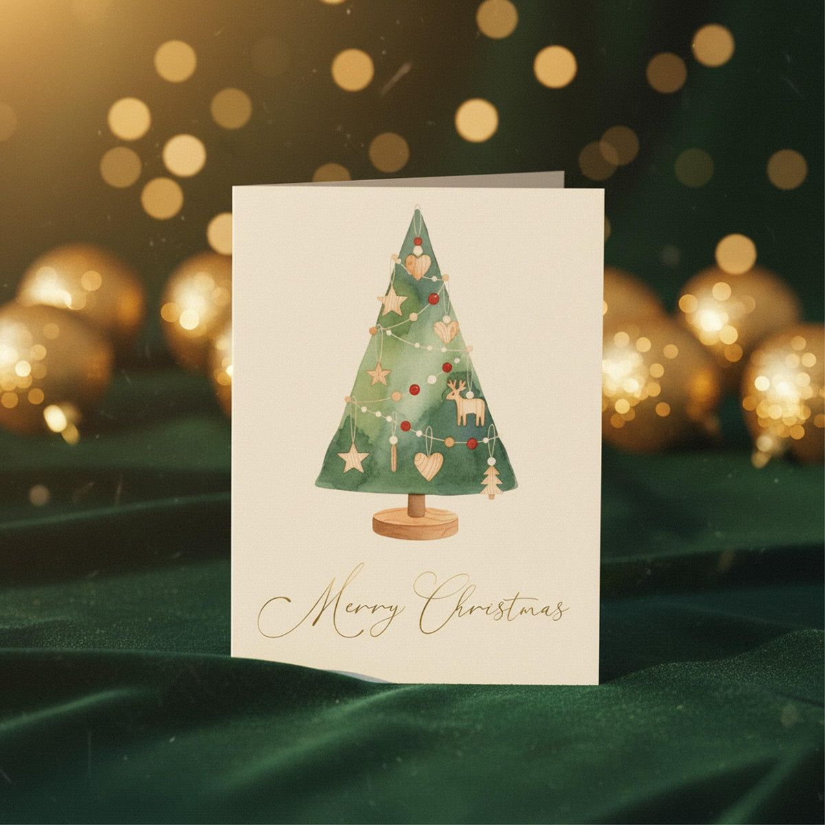 Christmas Card Set, Six Festive Greetings with Scandinavian Illustration's and Gold Foil