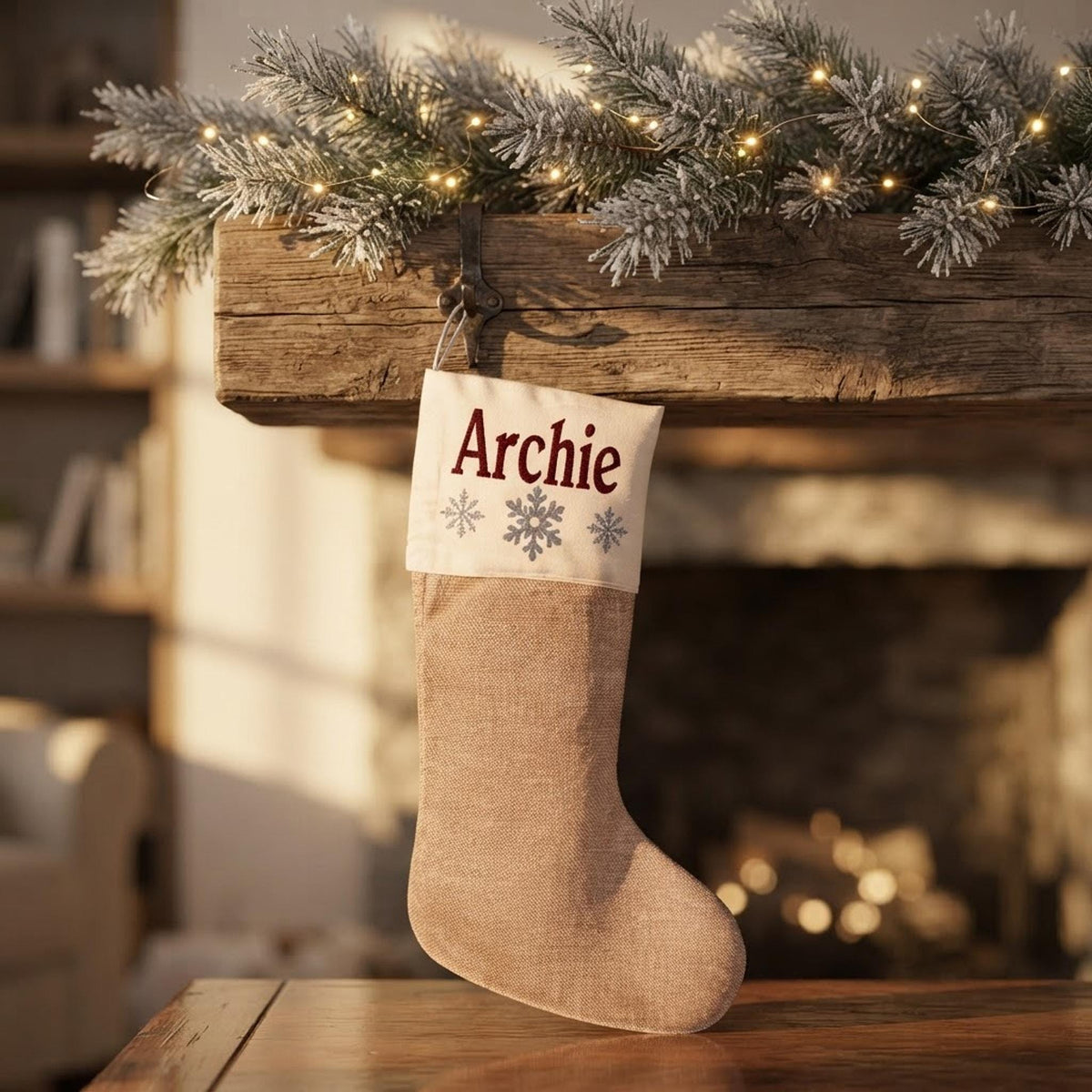 Custom Name Stocking, Glitter Finish, 6 x 15 Inches