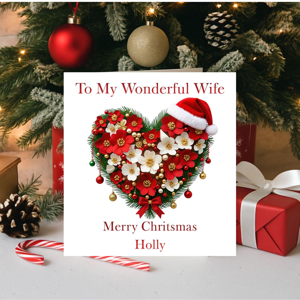 Christmas Card, Personalised Husband or Wife with Foil Finish