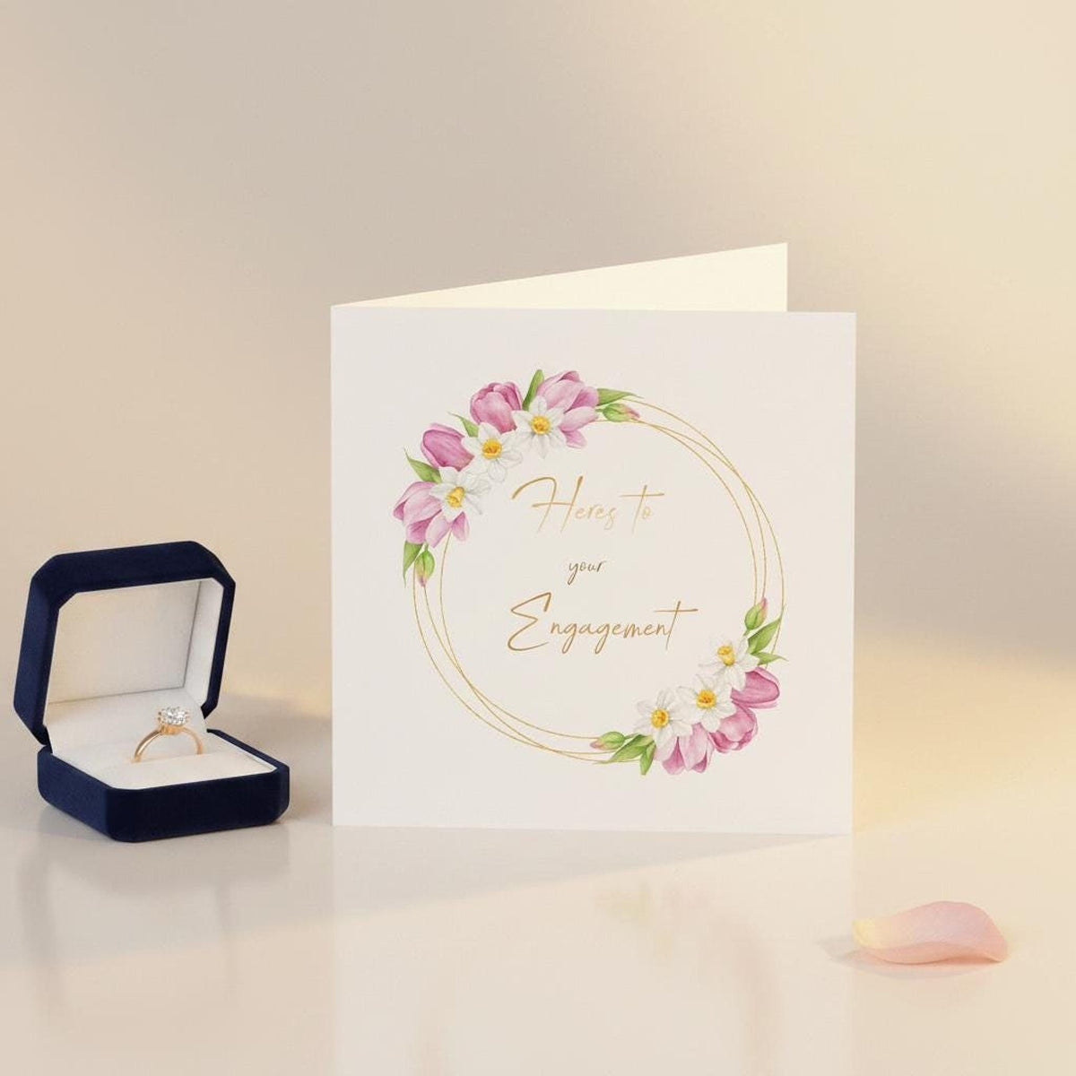 Engagement Card, Floral Watercolour Flower Design, Made To Order, For Celebrating Love