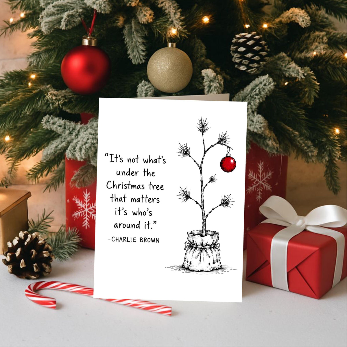 Four Card Bundle, 5x7 Minimal Christmas Greeting With Book Quote