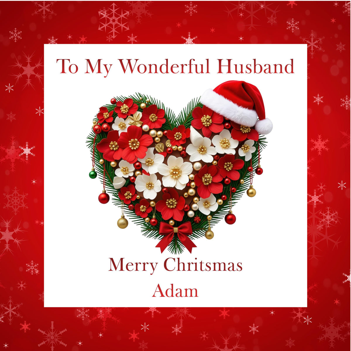 Christmas Card, Personalised Husband or Wife with Foil Finish